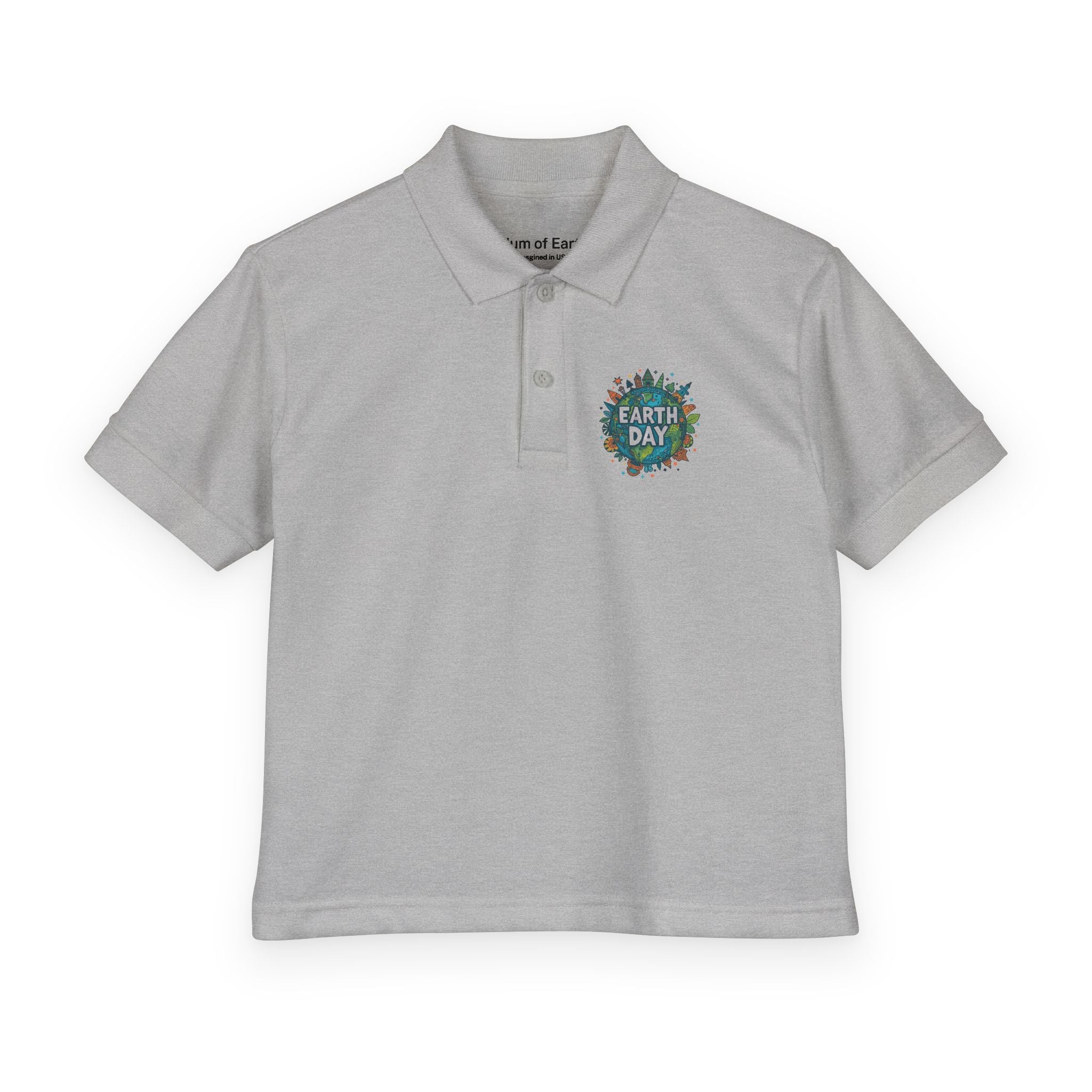 Youth Polo - Earth Day Floral 'Earth Day' Logo