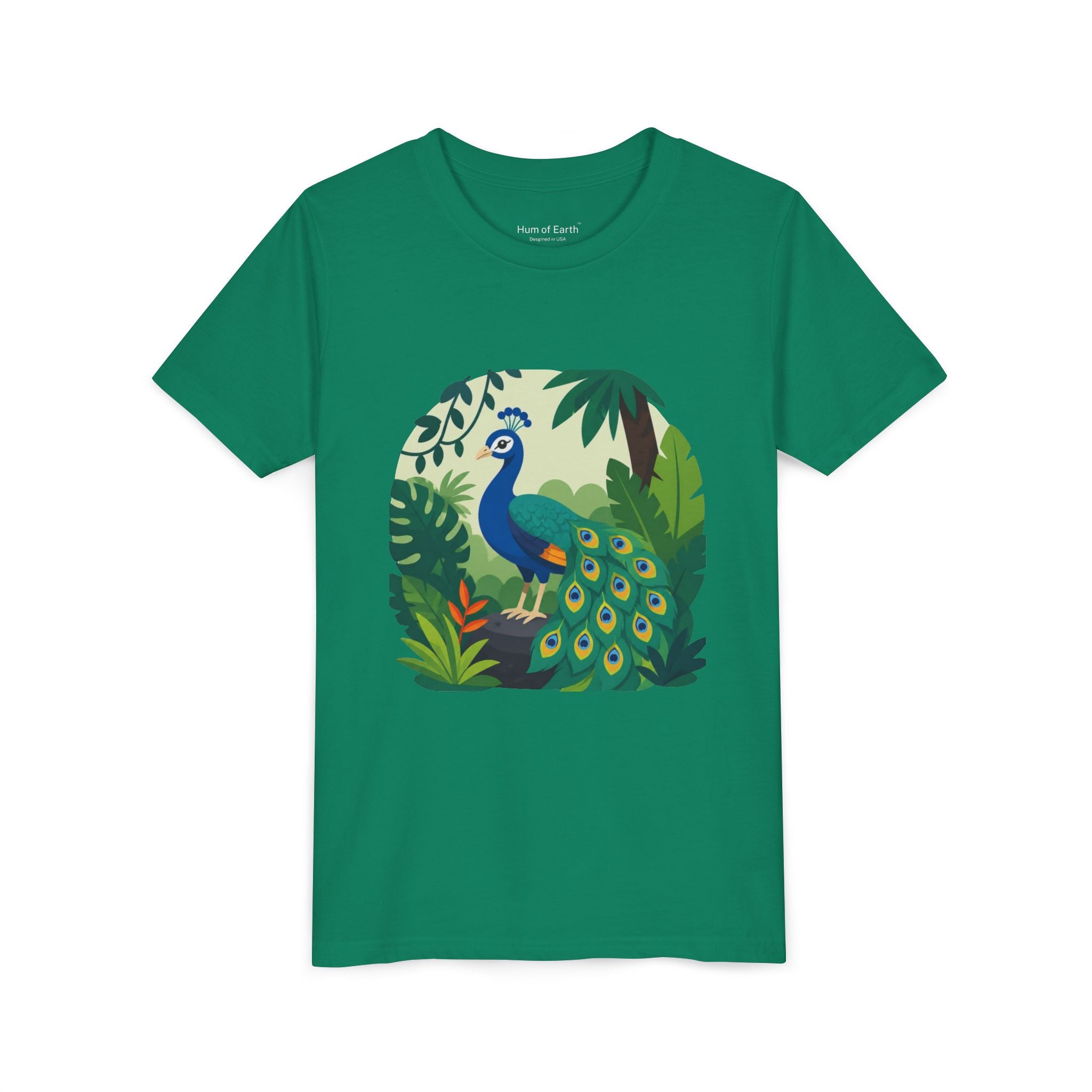 Youth T-Shirt - Colorful Jungle Peacock