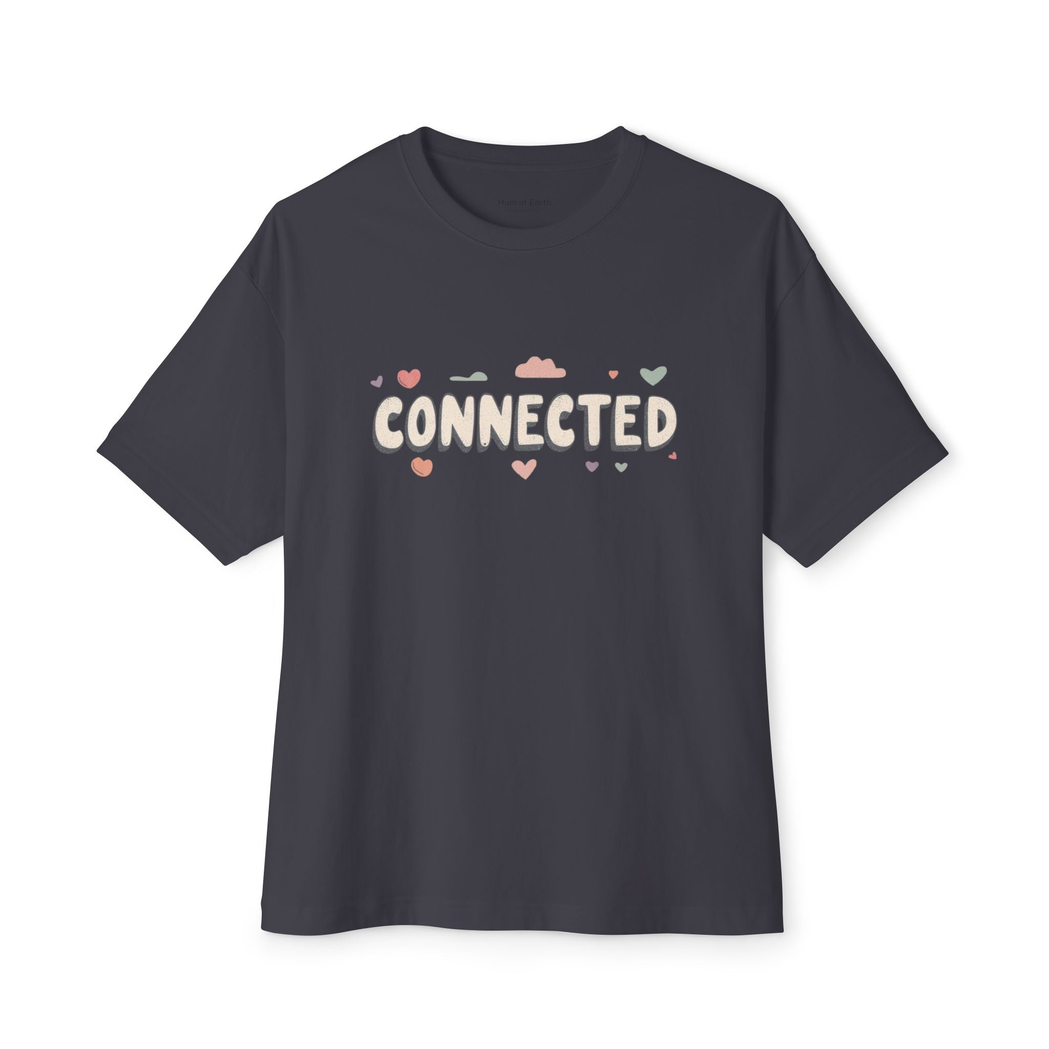 Connected Graphic Tee — 'CONNECTED' Heart & Cloud Oversized T-Shirt