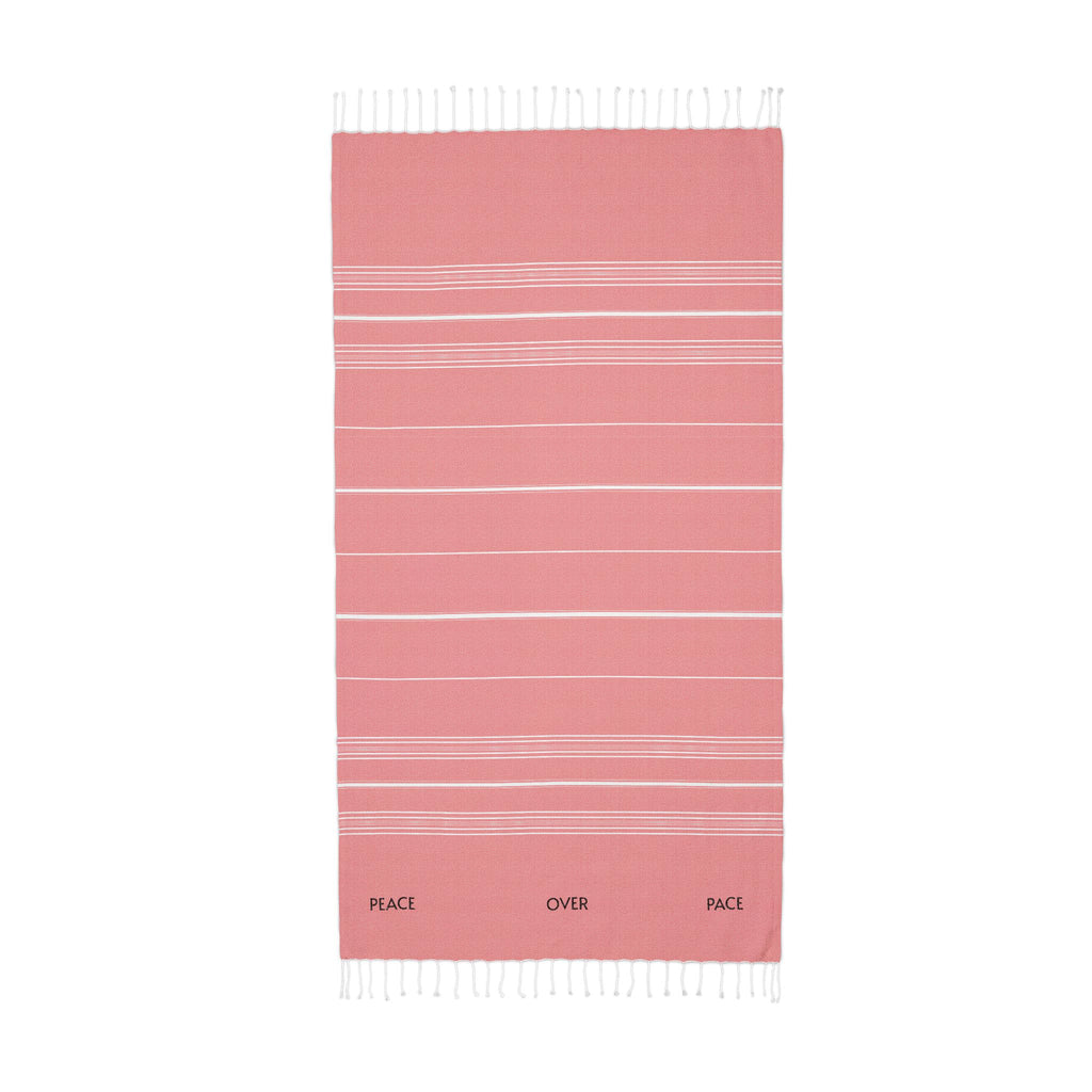 [PEACE. OVER. PACE] - Striped Lightweight Fringe Throw
