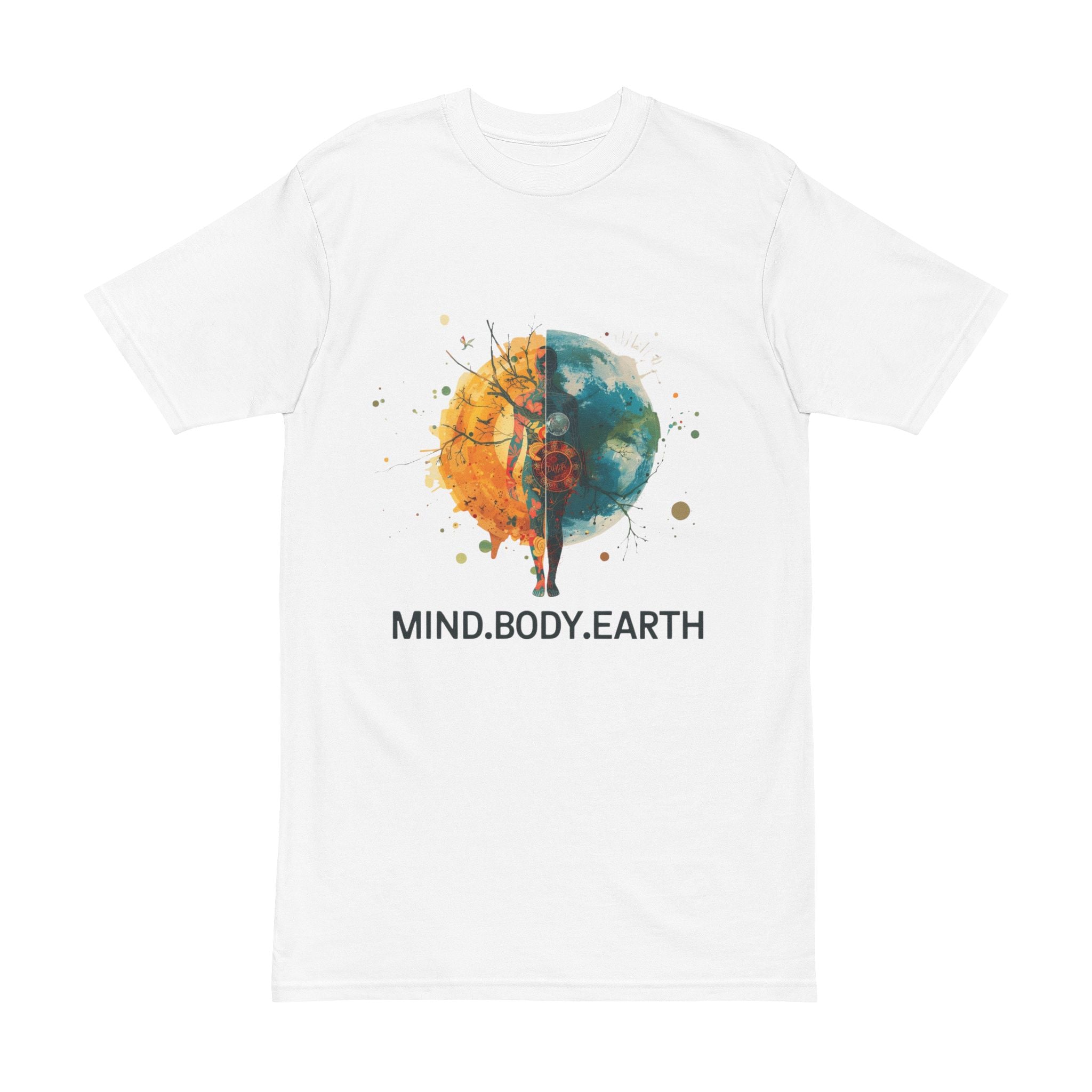 Mind.Body.Earth Yoga T-Shirt — Earth & Sun Watercolor Balance Tee
