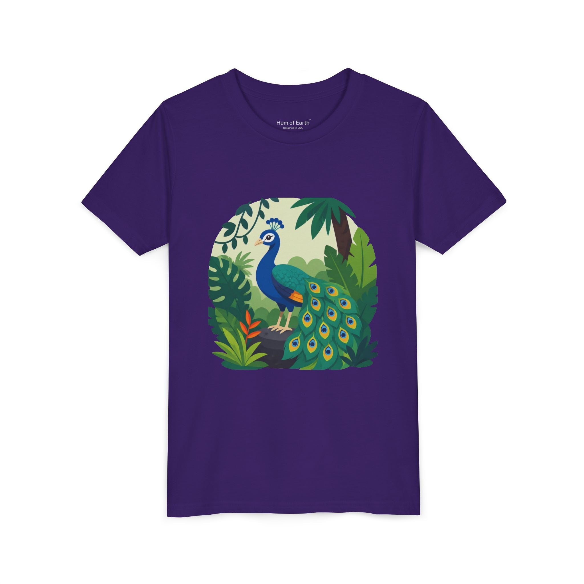 Youth T-Shirt - Colorful Jungle Peacock