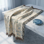 Cream Floral Pattern Woven Blanket