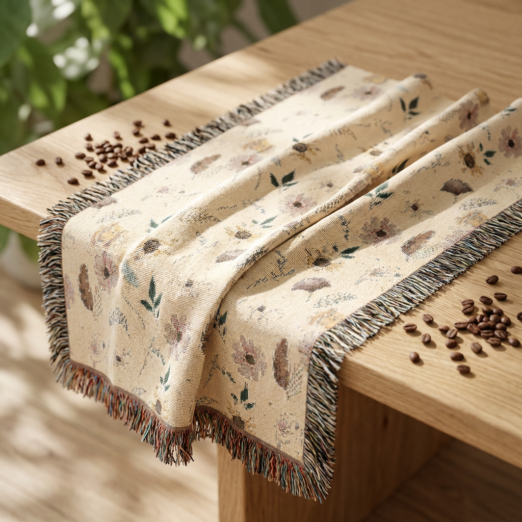 Vintage Floral Pattern Woven Blanket