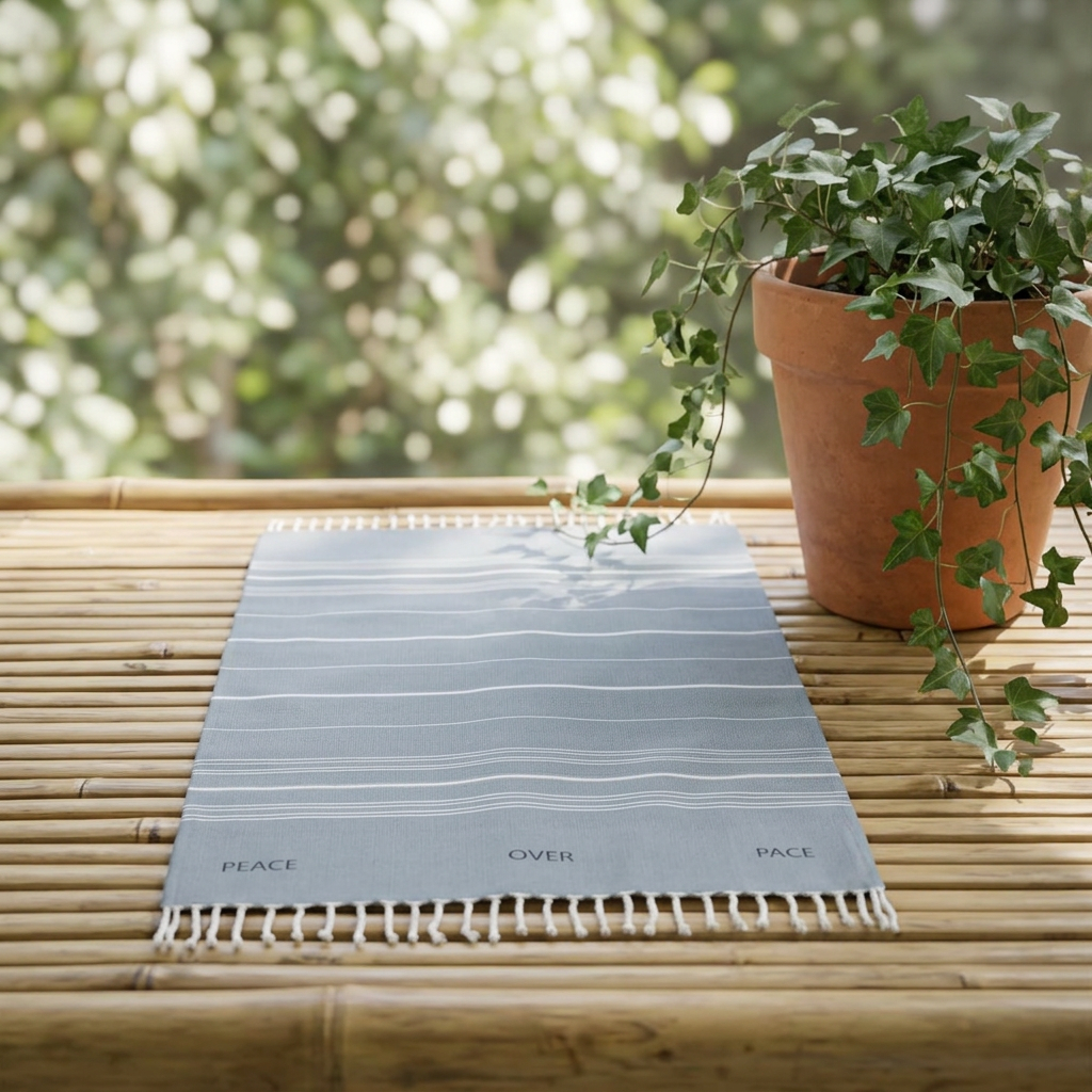 [PEACE. OVER. PACE] - Striped Lightweight Fringe Throw