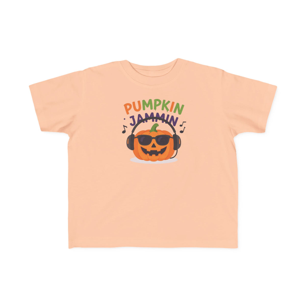 Toddler T-Shirt - "Pumpkin Jammin" Halloween Pumpkin Headphones