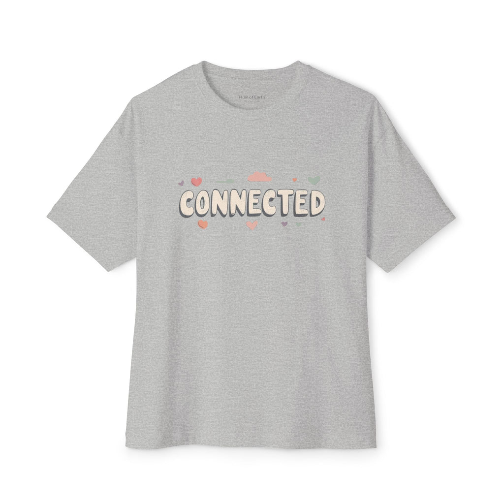 Connected Graphic Tee — 'CONNECTED' Heart & Cloud Oversized T-Shirt