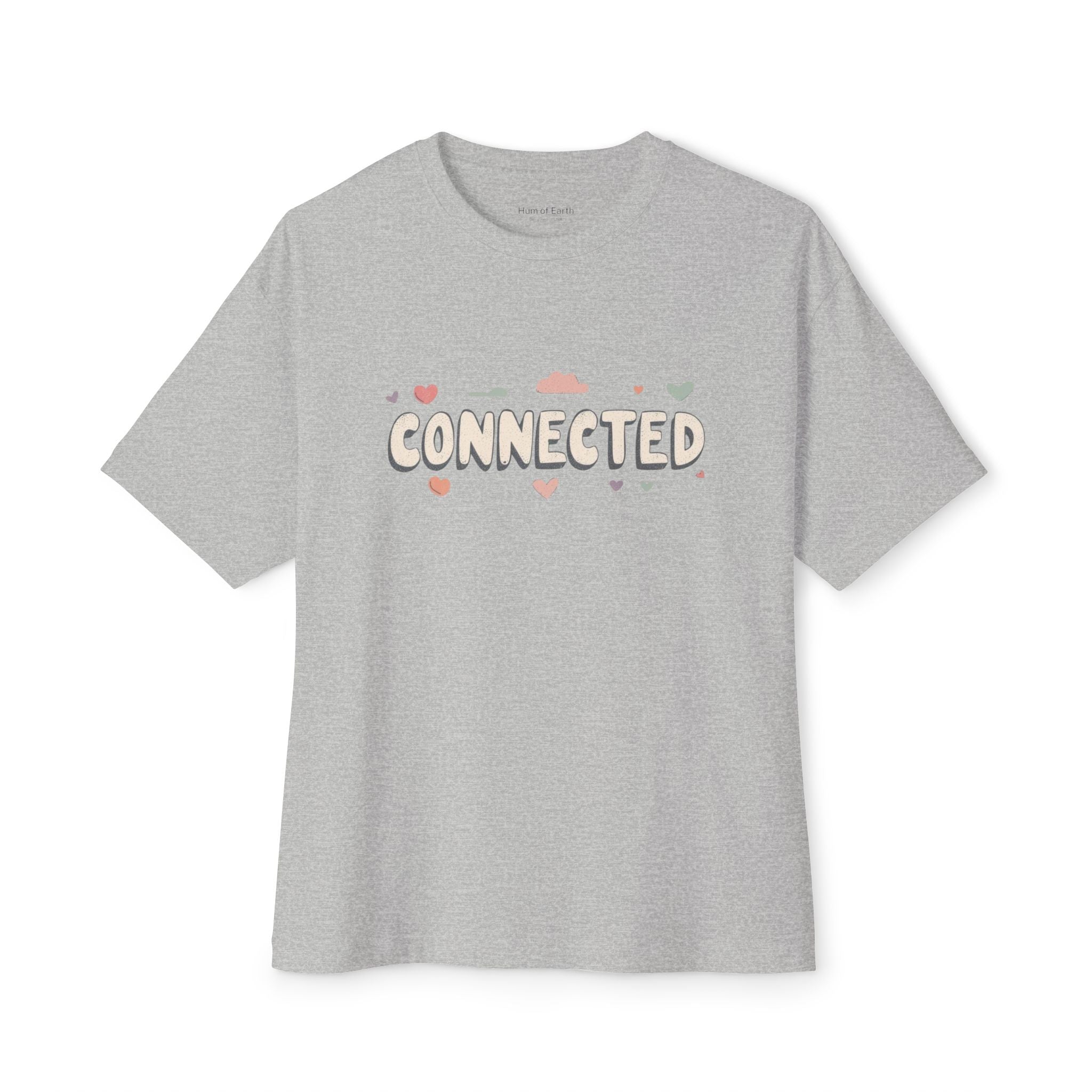 Connected Graphic Tee — 'CONNECTED' Heart & Cloud Oversized T-Shirt