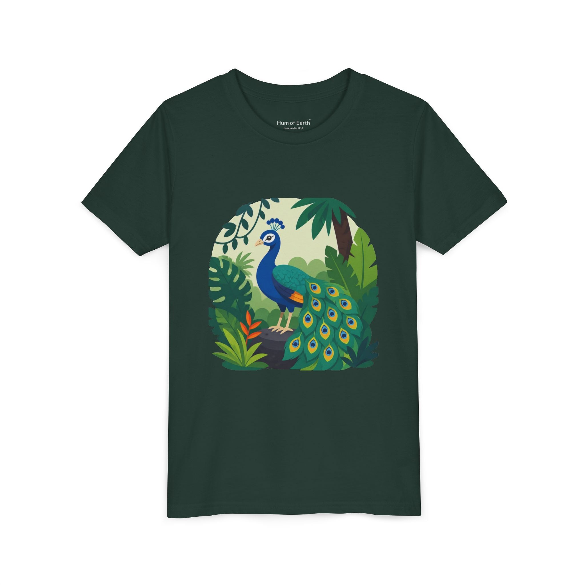 Youth T-Shirt - Colorful Jungle Peacock